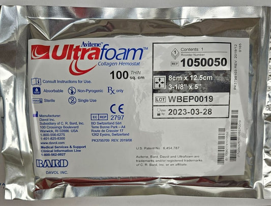 BD Avitene UltraFoam 1050050 Thin, esponja de colágeno 8 x 12.5 cm x 3 mm, 100 cm²