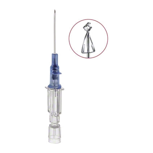 B. Braun Introcan Safety 4251709-04, catéter IV periférico 16G x 32 mm, sobre fondo blanco