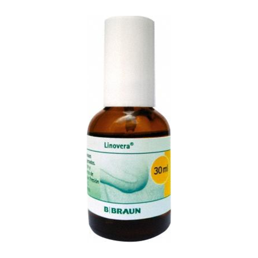 B. Braun Linovera 450455, emulsión de 30 ml con ácidos grasos hiperoxigenados, sobre fondo blanco