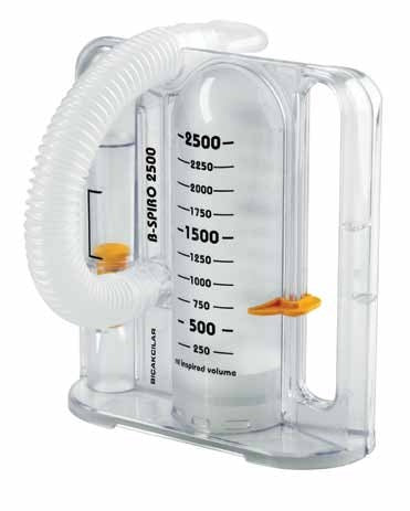 Bicakcilar B-Spiro 2500, incentivador volumétrico para adolescente y adulto joven, escala hasta 2500 ml, sobre fondo blanco