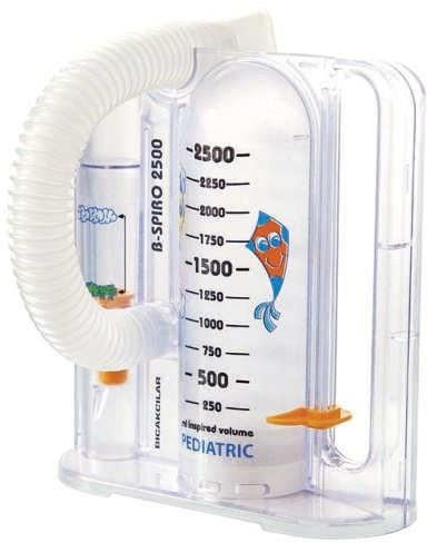 Bicakcilar B-Spiro pediátrico, incentivador volumétrico de 2500 ml con la base marcada PEDIATRIC, sobre fondo blanco