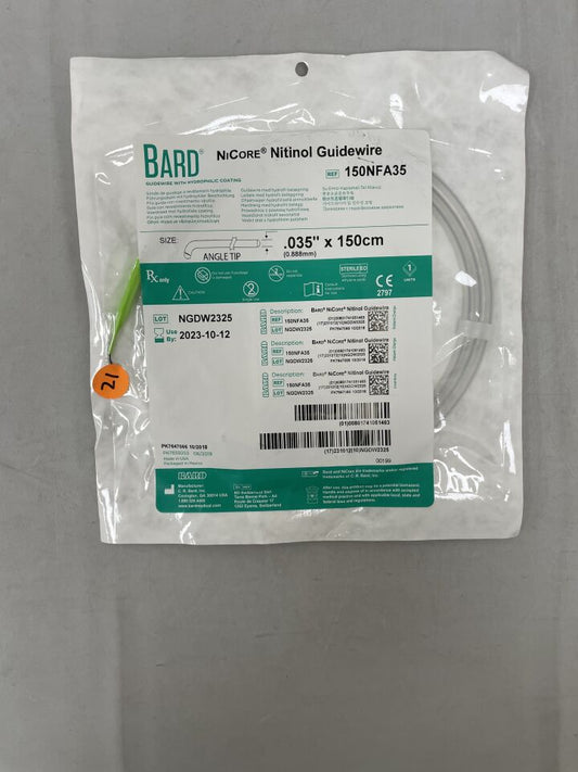 BARD NiCore 150NFA35 guía hidrofílica 0.035 pulgadas x 150 cm punta angular