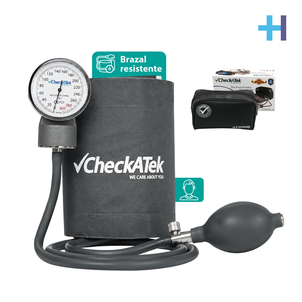 Baumanómetro aneroide tradicional Checkatek color gris modelo B1-3 con manómetro de alta calidad
