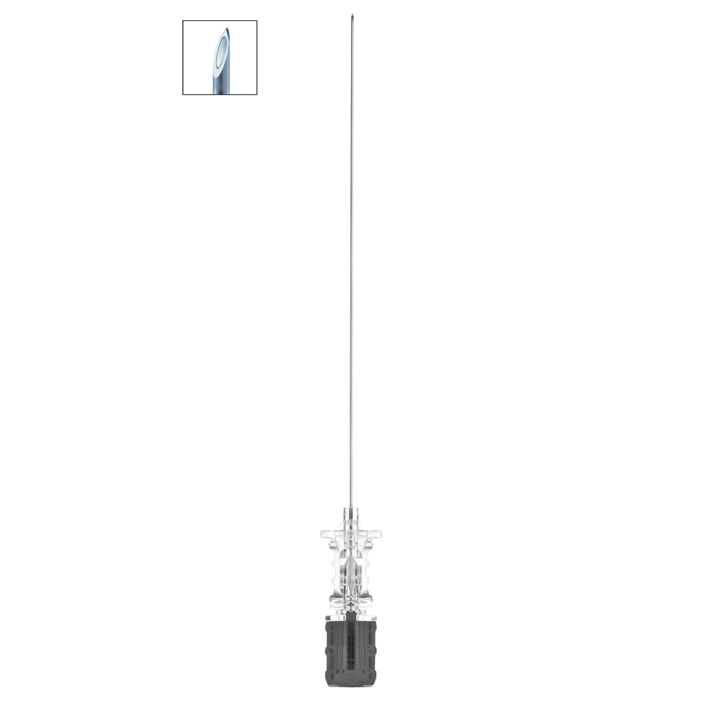 Aguja espinal B. Braun Spinocan 22 G × 88 mm, bisel Quincke y hub del estilete negro