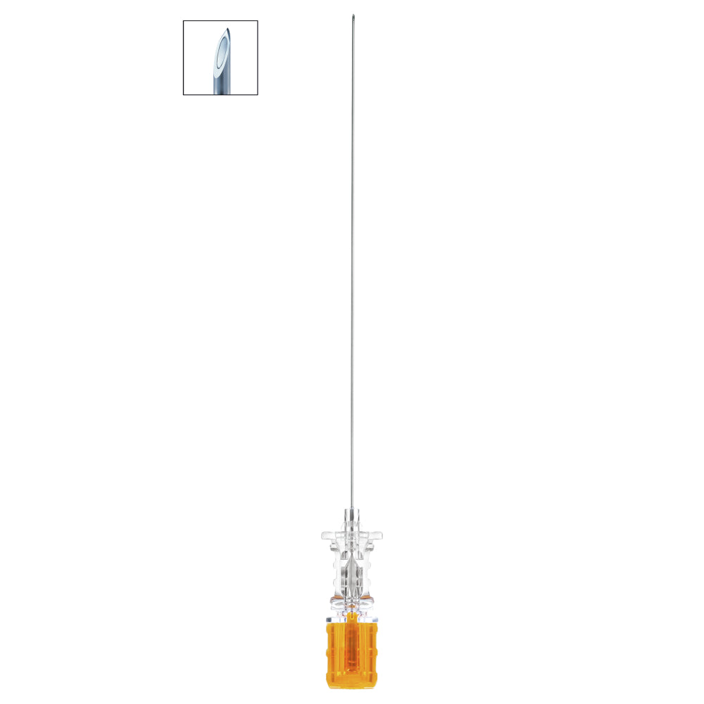 Aguja espinal B. Braun Spinocan 25 G × 88 mm, bisel Quincke y hub del estilete naranja