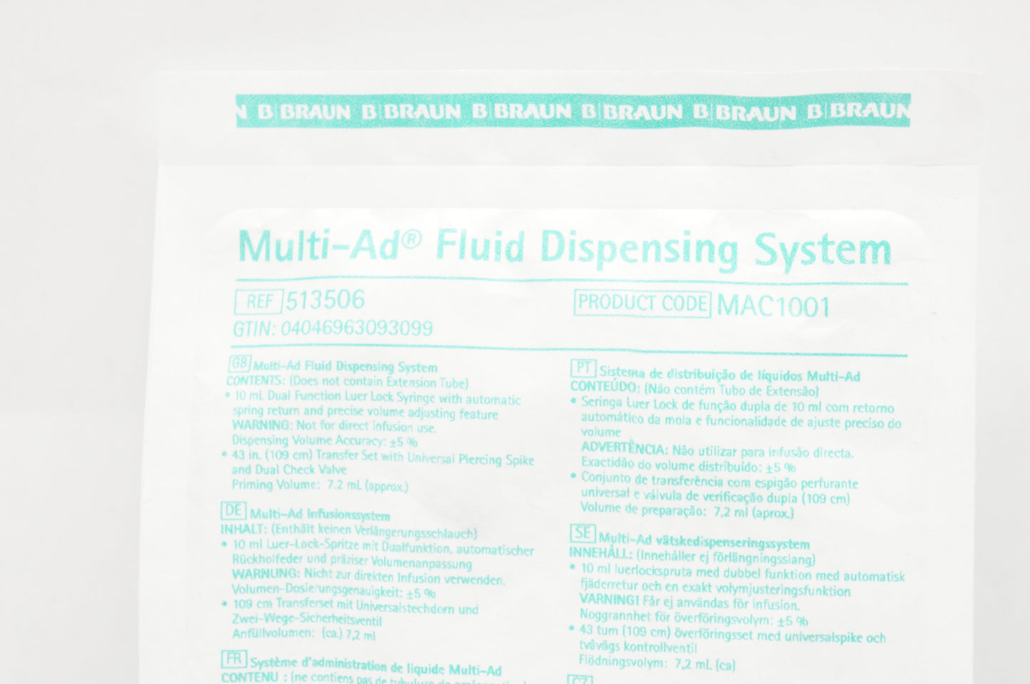 B. Braun Multi-Ad MAC1001 513506 — sistema de dispensación de fluidos