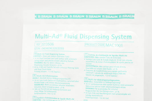 B. Braun Multi-Ad MAC1001, sistema de dispensación ref. 513506 con jeringa Luer-Lock
