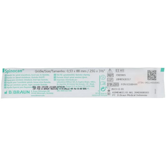 B. Braun Spinocan aguja espinal 25G x 88 mm, referencia 4505905