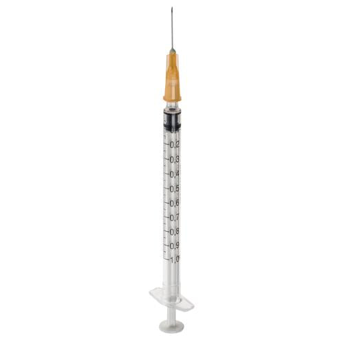 BD jeringa de 1 ml con aguja 25G x 16 mm color naranja, referencia 302579