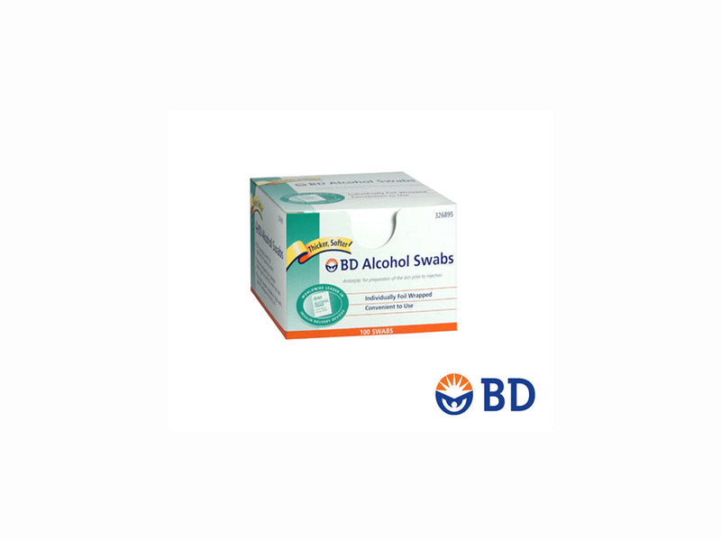 BD Alcohol Swabs toallitas impregnadas de alcohol, referencia 326899, caja con 100 piezas