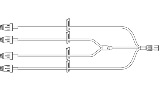 BD MaxZero MZ9275, extensión microbore de 15 cm con cuatro conectores