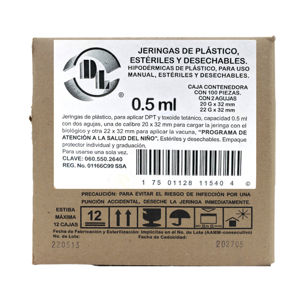 BD Plastipak 300331 kit de vacunación de 0.5 ml con agujas 20G × 32 mm y 22G × 32 mm sobre fondo blanco