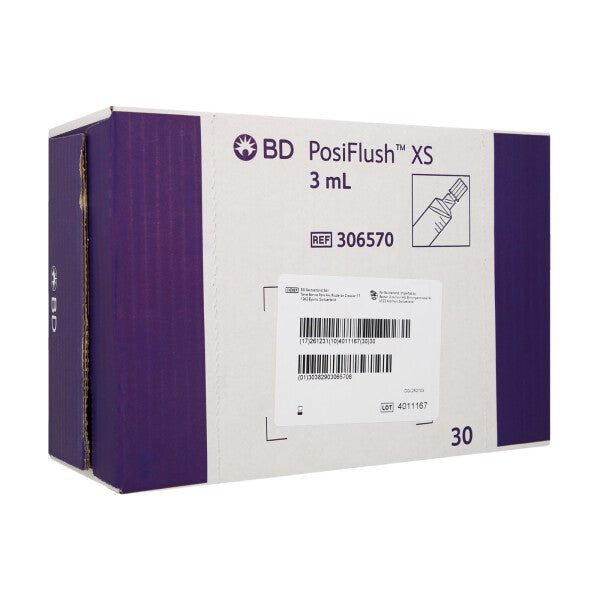 BD PosiFlush XS 306570, jeringa prellenada de 3 ml, caja con 30