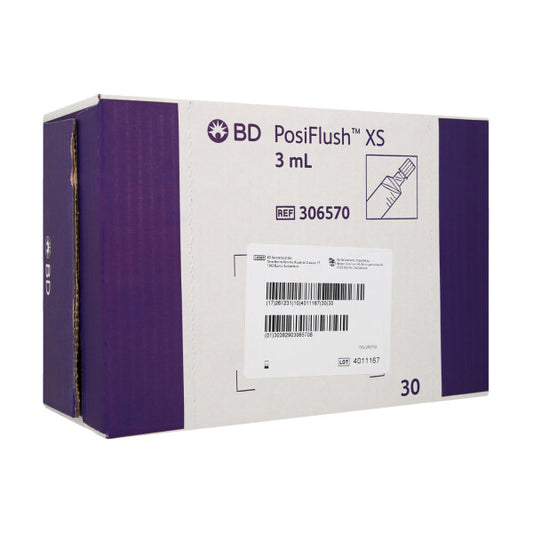 BD PosiFlush XS 306570, jeringa prellenada de 3 ml, caja con 30