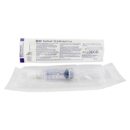 BD PosiFlush XS 306571, jeringa prellenada de 5 ml