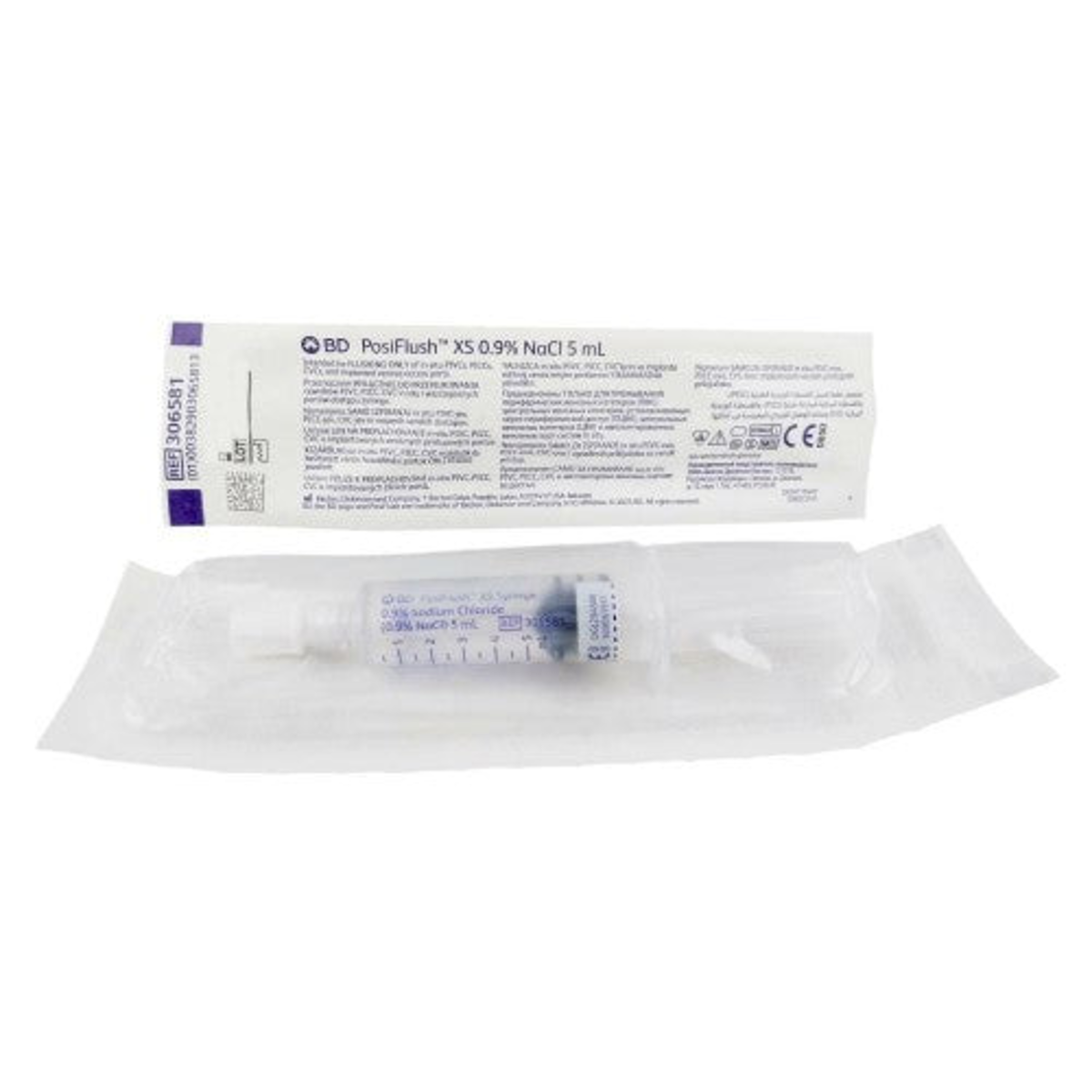 BD PosiFlush XS 306571, jeringa prellenada de 5 ml