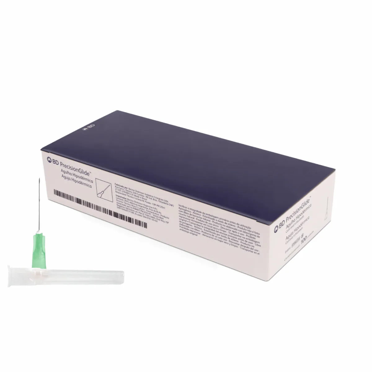 Aguja BD PrecisionGlide 300054 de 21G x 1 pulgada, caja con 100 piezas