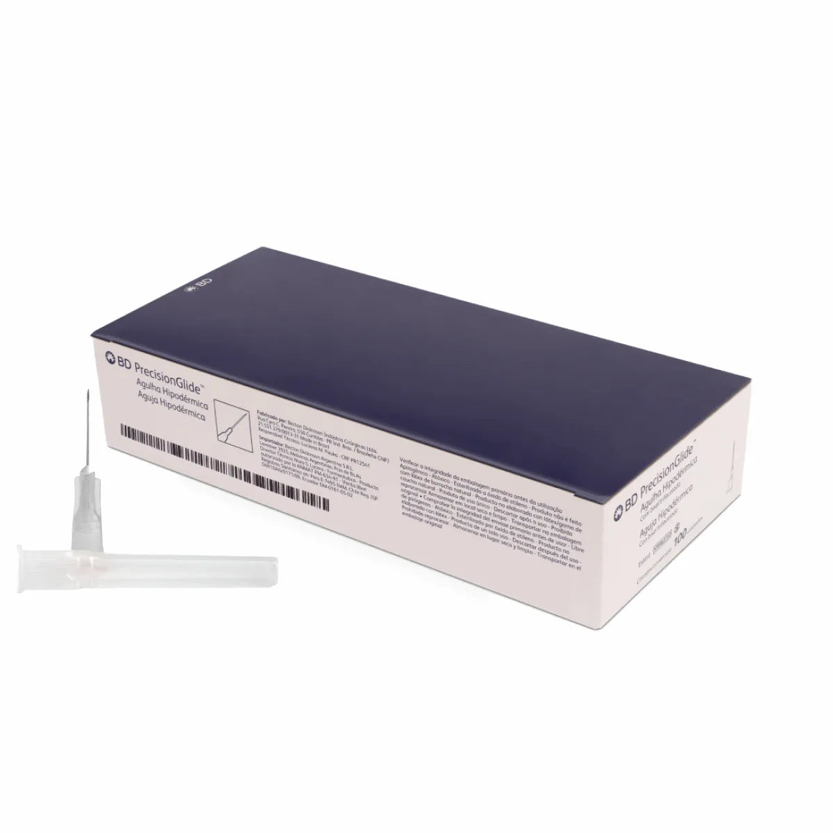 Aguja BD PrecisionGlide 301982 de 27G x 1/2 pulgada, cono gris, caja con 100 piezas