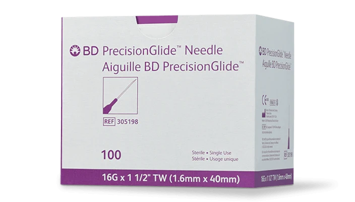 BD PrecisionGlide aguja hipodérmica 16G x 40 mm referencia 305198
