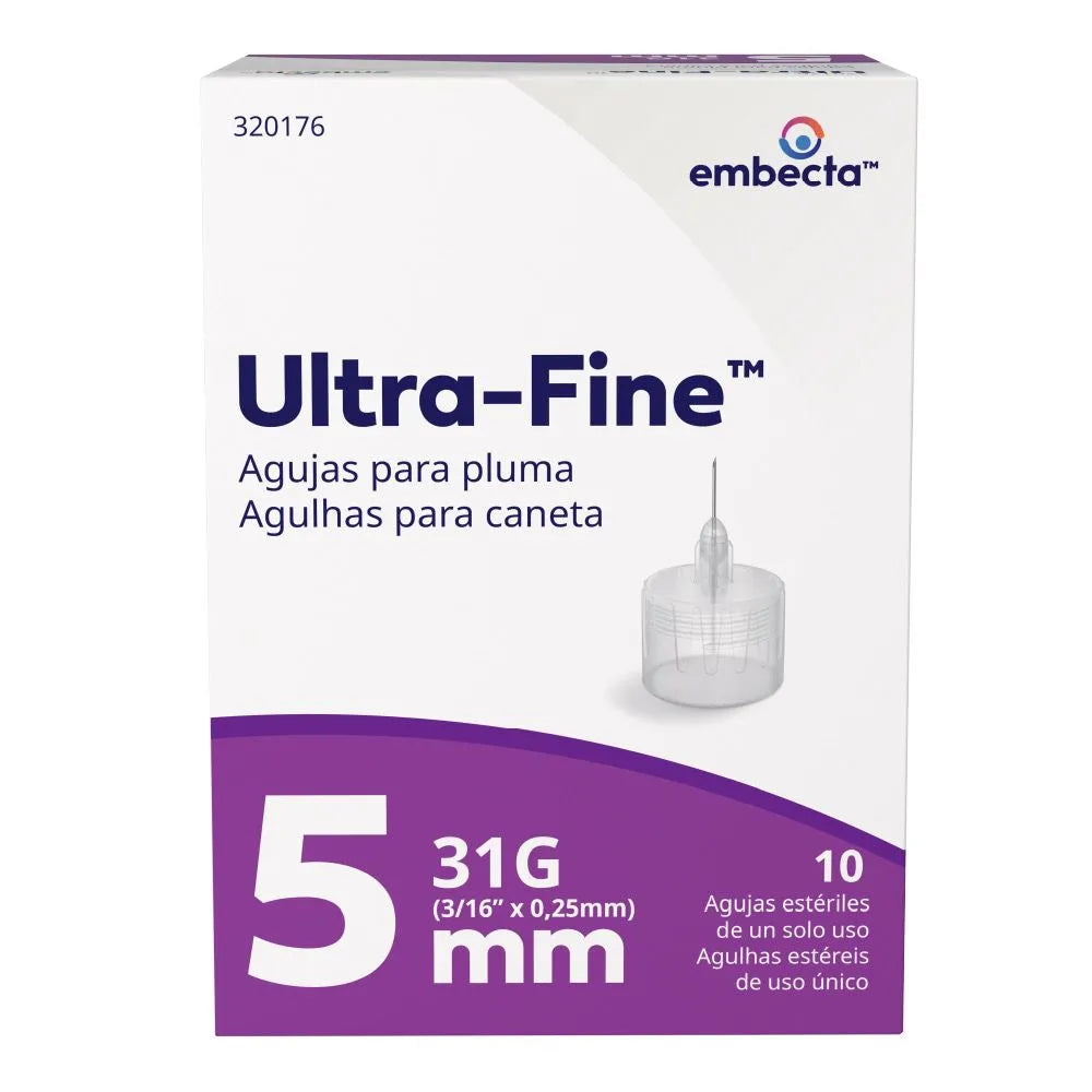 Agujas BD Ultra-Fine para pluma 31G x 5 mm referencia 320176