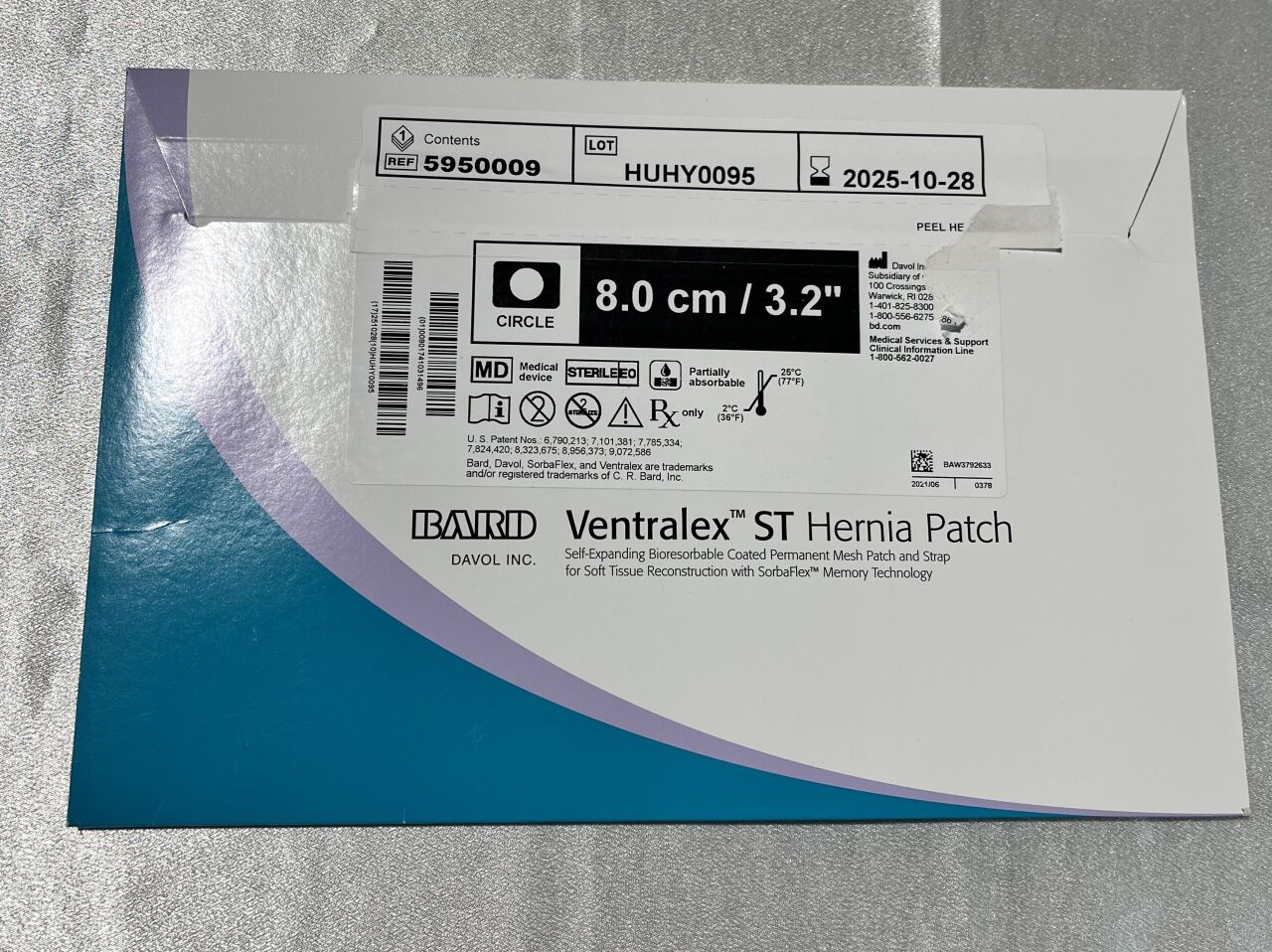 Bard Ventralex ST 5950009 — parche circular de 8 cm