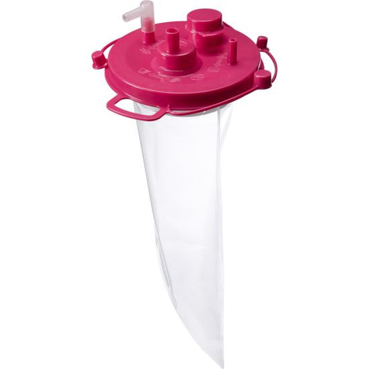 Liner BEMIS desechable de 3000 cc con tapa rosa para recolección de fluidos