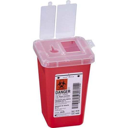 Contenedor rojo translúcido para punzocortantes Bemis 100 030 con tapa y dos aberturas