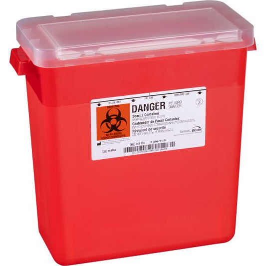 Contenedor rojo translúcido Bemis 303 030 3-Gallon con tapa con abertura y asas