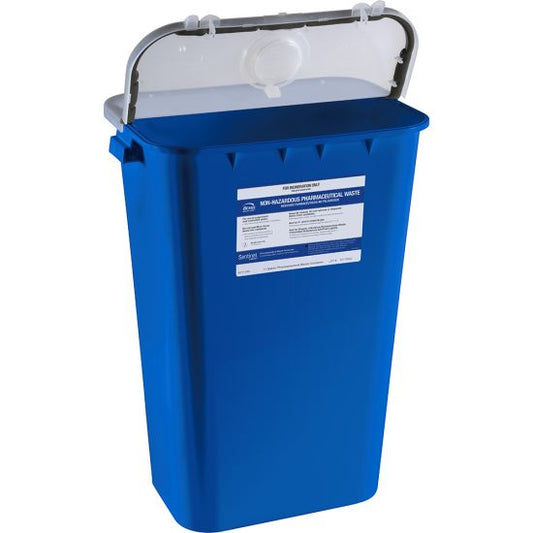 Contenedor azul Bemis 4011 050 de 11 galones para residuos farmacéuticos no peligrosos