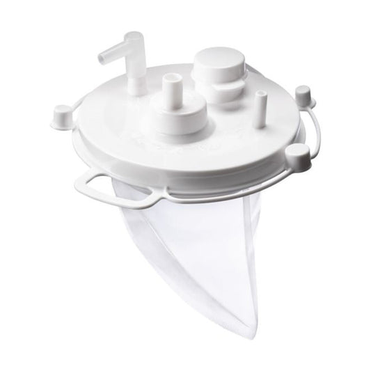 Liner BEMIS desechable de 1000 cc con tapa blanca sobre fondo blanco
