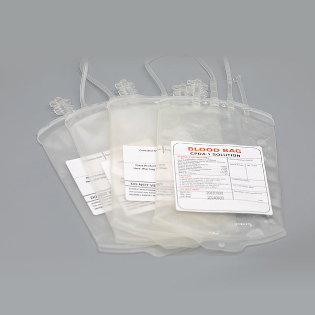 Imagen ilustrativa de bolsa de sangre cuádruple con CPDA-1 y cuatro bolsas conectadas