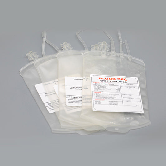 Imagen ilustrativa de bolsa de sangre cuádruple con CPDA-1 y cuatro bolsas conectadas