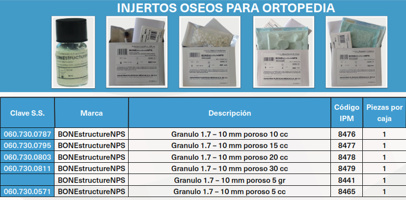 BONEstructureNPS 8441 injerto óseo granulado poroso 1.7 a 10 mm 5 g