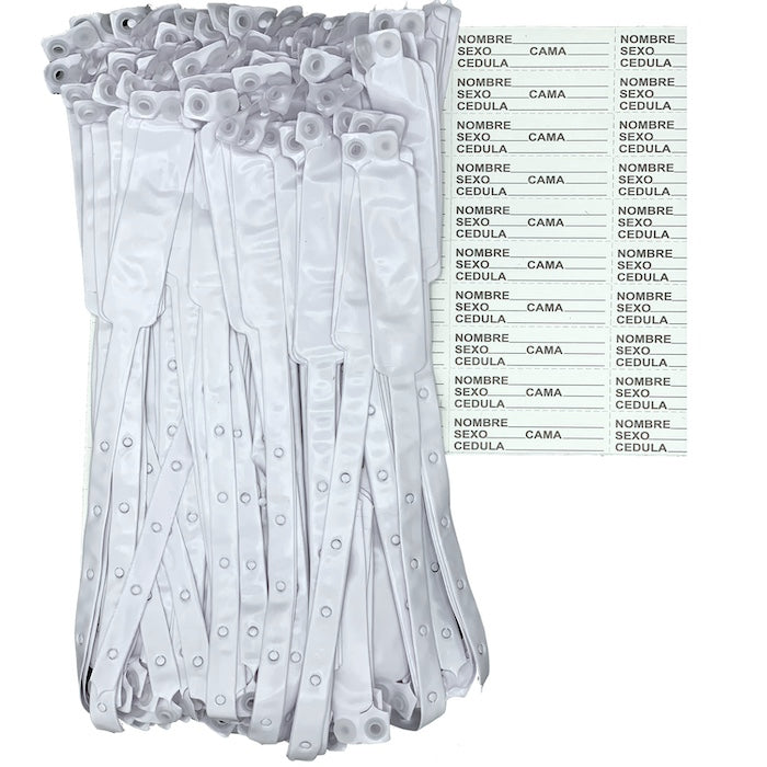 Brazaletes DipMac de identificación para adulto color blanco