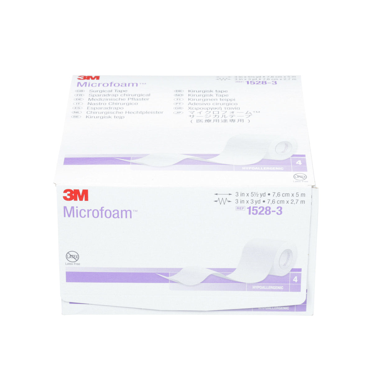 Caja 3M Microfoam 1528-3, cinta de espuma elástica 7.5 cm × 5 m, 4 rollos