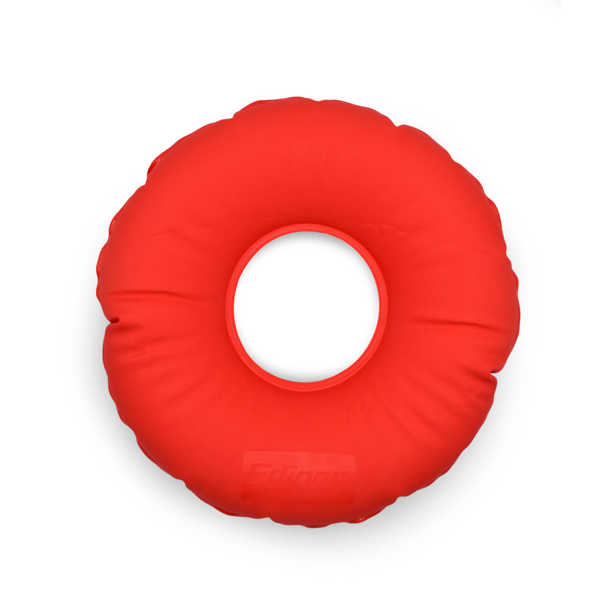 Cojín circular rojo Edigar AA10700 con centro abierto y marca en relieve
