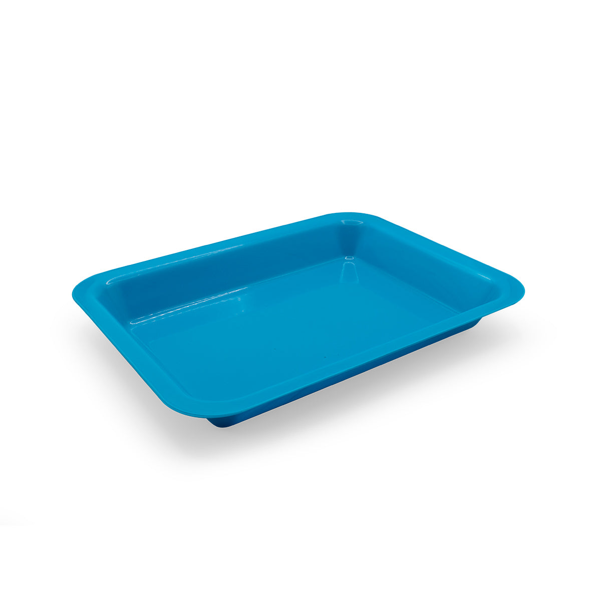 Charola rectangular Edigar AA22400 azul turquesa, vacía y completa; fotografía original del fabricante.