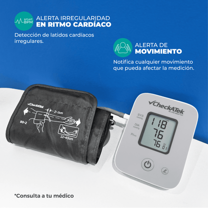 Brazalete adulto Checkatek BD-2, de 22 a 45 cm, junto al monitor