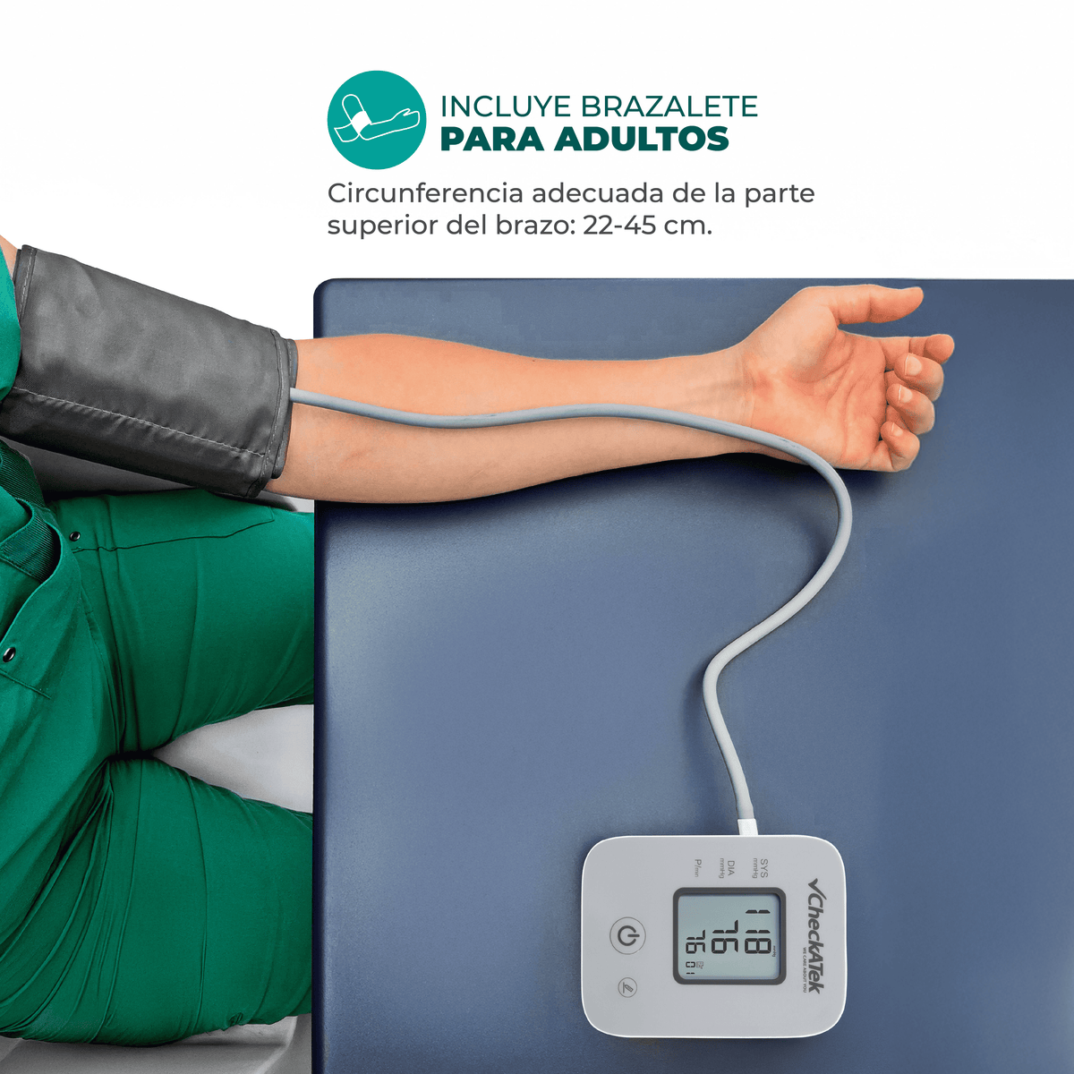 Uso del brazalete adulto de 22 a 45 cm con el monitor Checkatek BD-2
