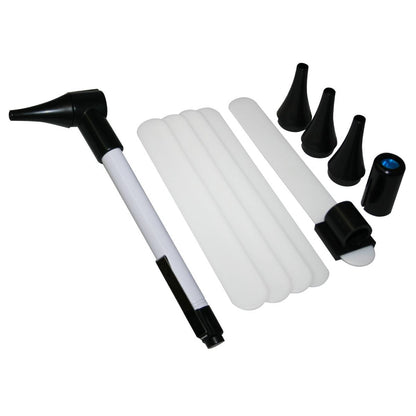 Otoscopio Checkatek KT-GF08P con lámpara, espéculos, abatelenguas, filtro y porta abatelenguas