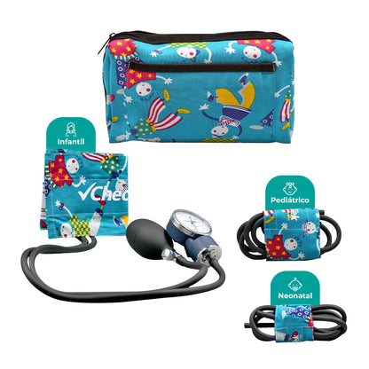 Set pediátrico Checkatek B5-9 con manómetro, tres brazaletes y estuche, sin estetoscopio