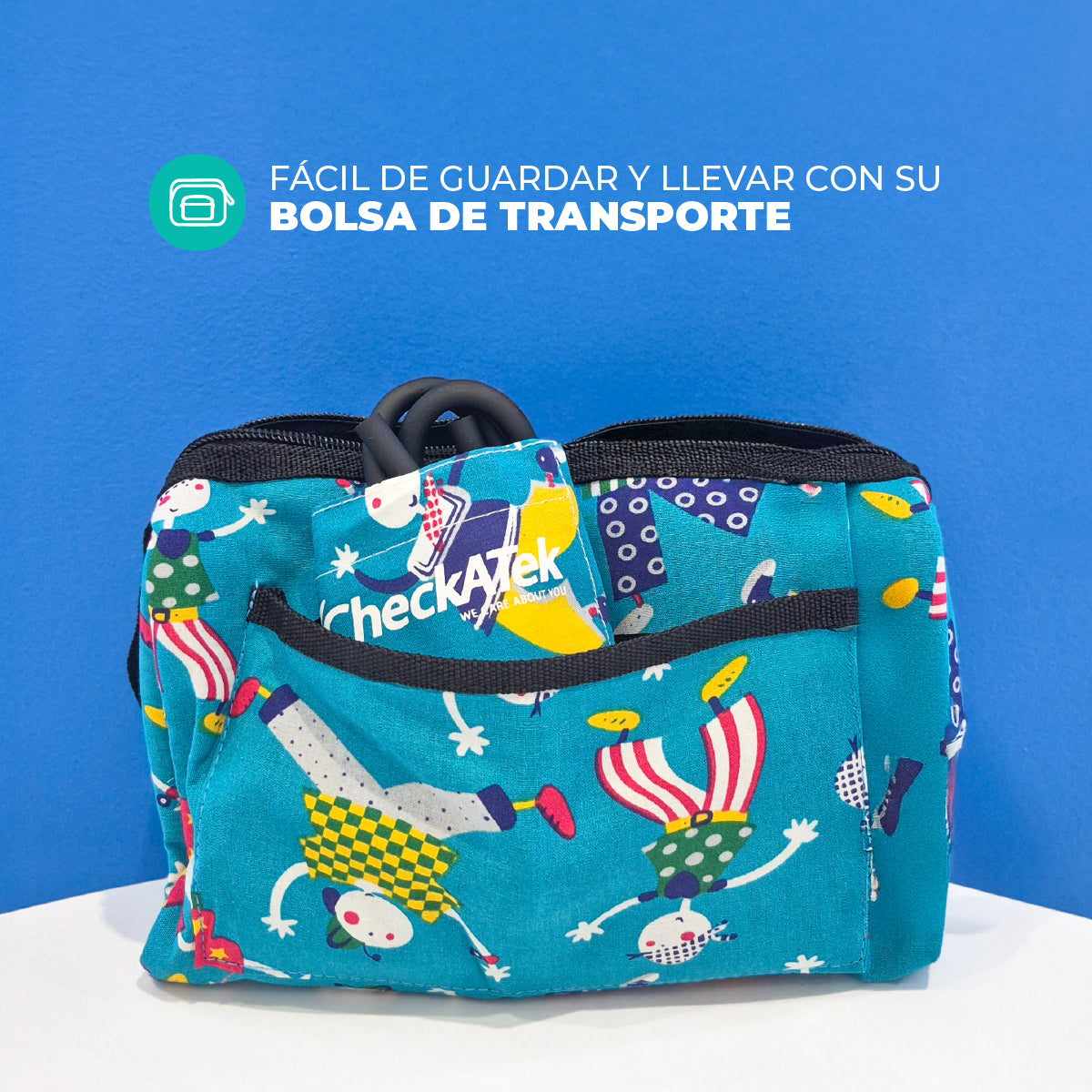 Estuche de tela Checkatek del set pediátrico, con cierre y bolsillo delantero