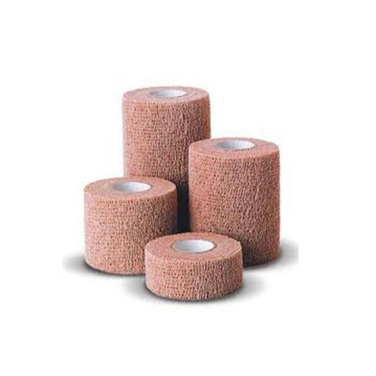 Venda cohesiva Co-Plus LF tipo Coban autoadherente y libre de látex sobre fondo blanco
