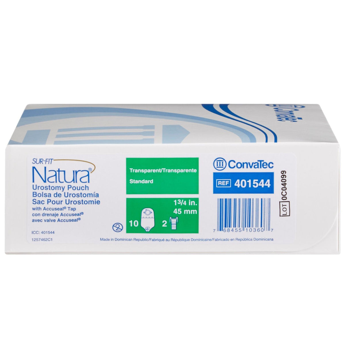 Caja de bolsa de urostomía ConvaTec SUR-FIT Natura transparente 45 mm, REF 401544, 10 piezas