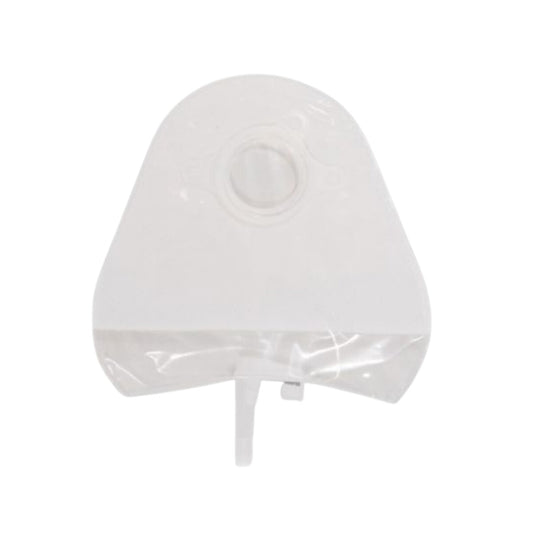 Bolsa de urostomía pediátrica transparente Natura ConvaTec sobre fondo blanco