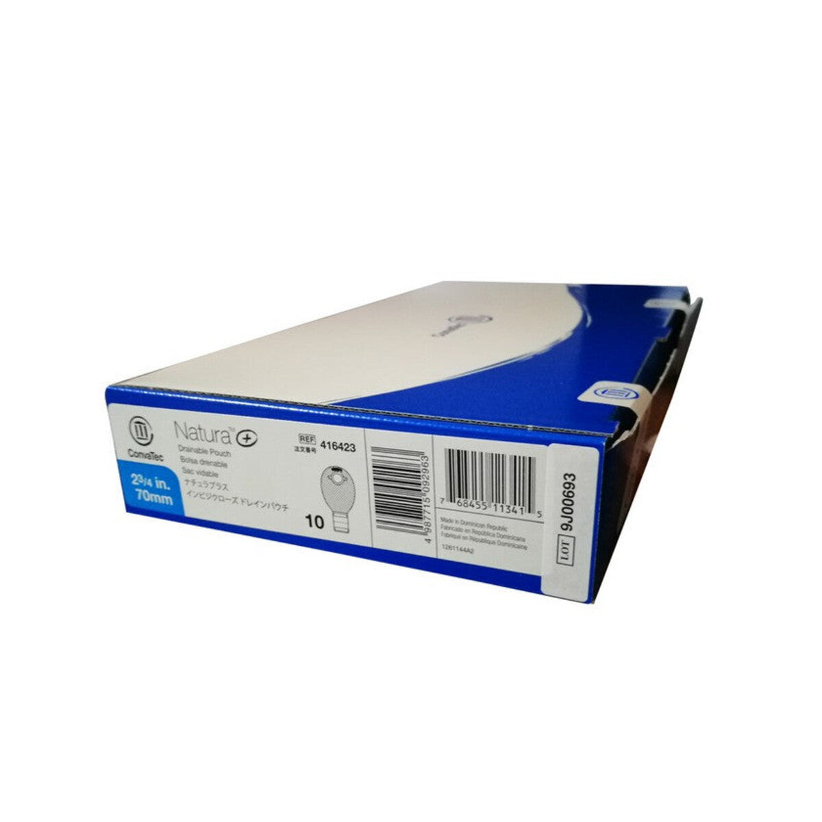 Caja ConvaTec Natura+ 416423, bolsa drenable opaca con filtro, aro 70 mm, sobre blanco