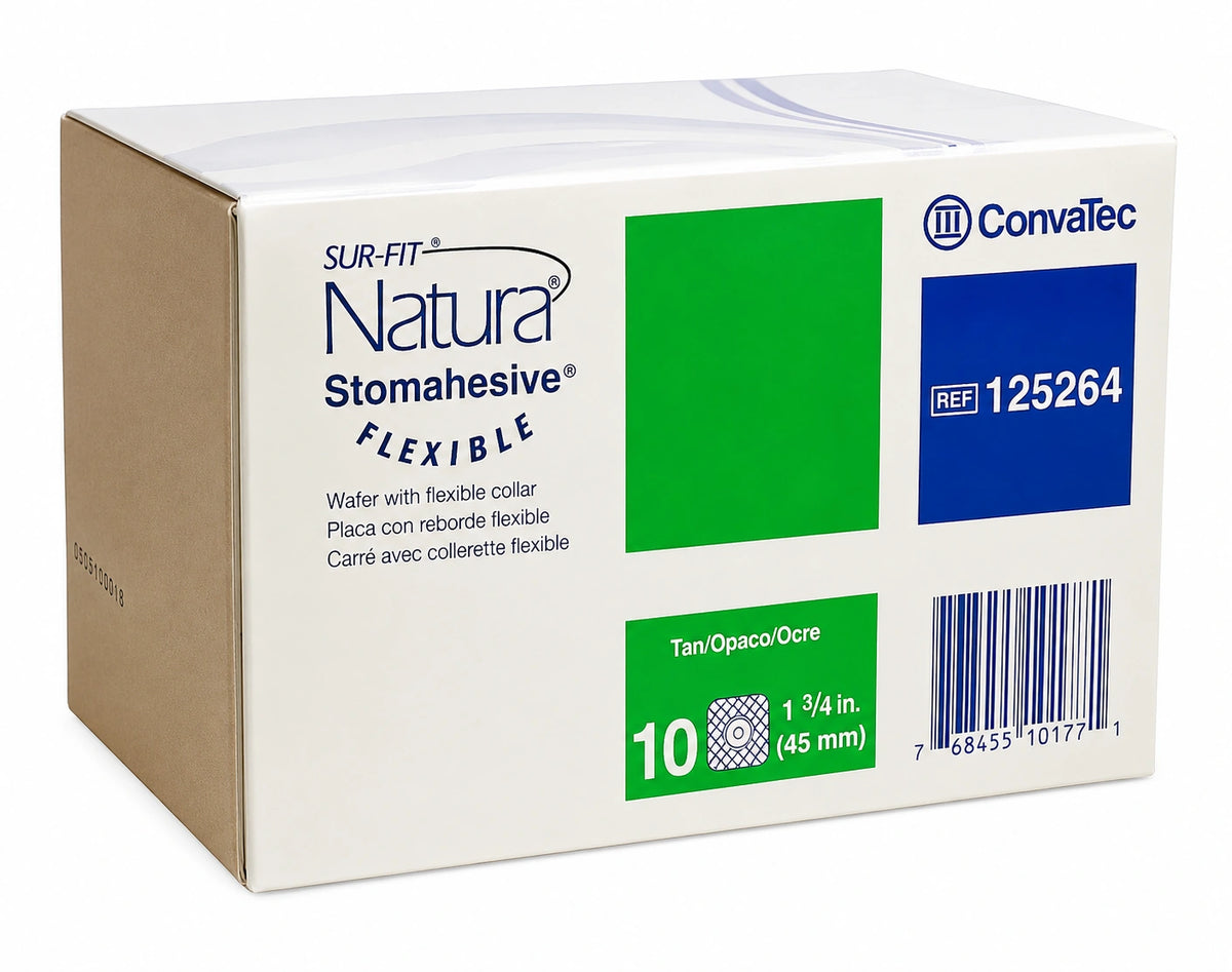 Caja ConvaTec Natura Stomahesive Flexible 125264, barrera recortable 45 mm, sobre blanco