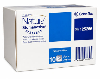 Caja ConvaTec Natura Stomahesive Flexible 125266, barrera recortable 70 mm, sobre blanco