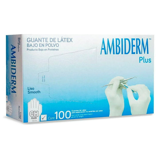 Caja Ambiderm Plus de guantes de látex talla chica
