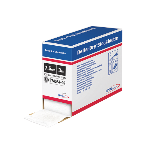 Delta-Dry Stockinette BSN 7456402: caja y rollo de 7.5 cm x 10 m